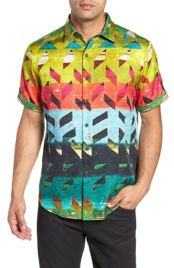 Men's Robert Graham Sharpe Classic Fit Silk Blend Sport Shirt - Green