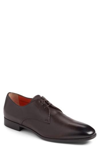 Men's Santoni Glenn Plain Toe Derby D - Brown