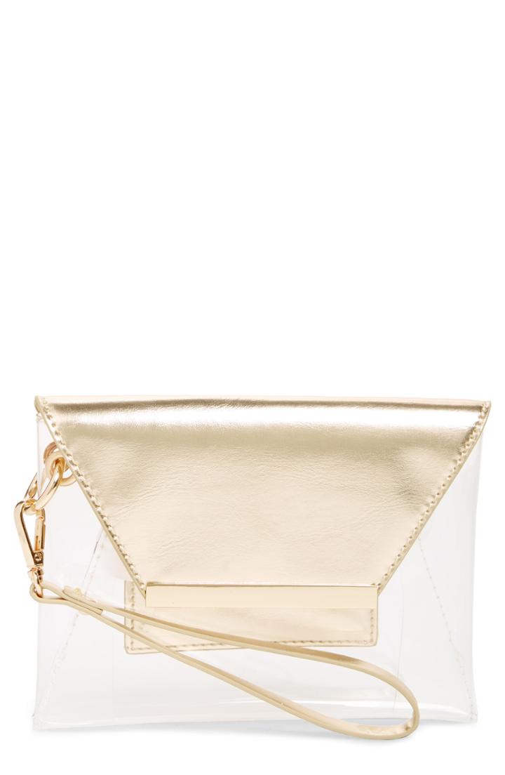 Leith Transparent Wristlet Clutch - Metallic