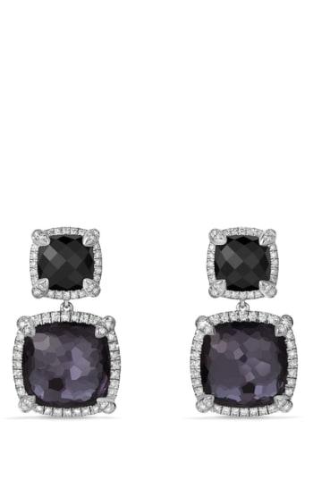 Women's David Yurman 'chatelaine' Pave Bezel Double Drop Earrings With Diamonds