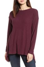 Women's Gibson Ribbed Cozy Fleece Twist Back Top - Burgundy