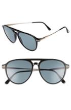 Men's Tom Ford Carlo 59mm Aviator Sunglasses - Shiny Black/ Blue
