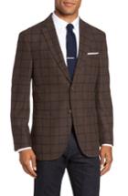 Men's Jkt New York Trim Fit Windowpane Wool Blend Sport Coat