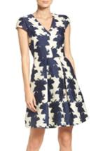 Women's Vince Camuto Floral Organza Fit & Flare Dress - Ivory
