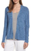Women's Eileen Fisher V-neck Organic Cotton Cardigan, Size - Blue