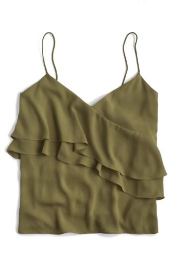 Petite Women's J.crew Drapey Ruffle Camisole P - Green