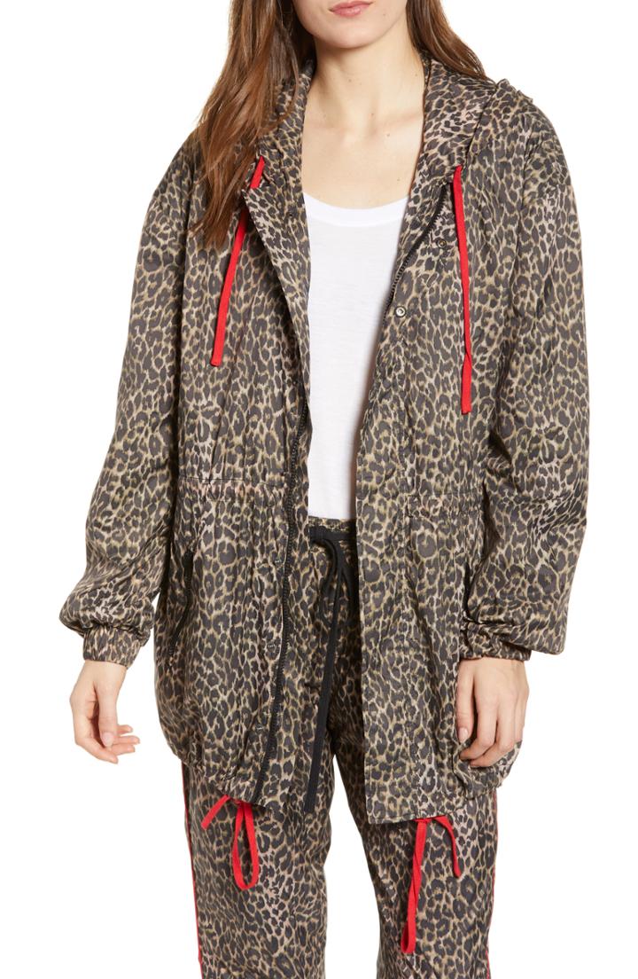 Women's Pam & Gela Leopard Print Jacket, Size - Brown