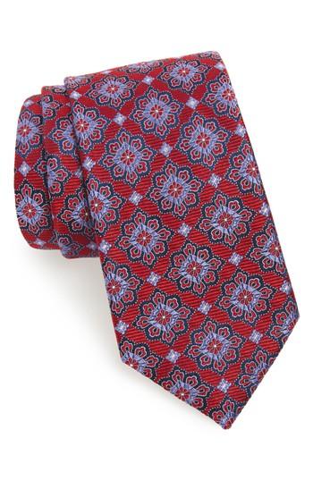 Men's Nordstrom Men's Shop Cleo Medallion Silk Tie, Size X-long - Red