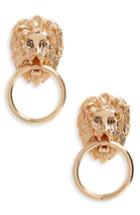 Women's Kitsch Crystal Lion Doorknocker Earrings