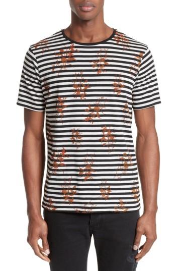 Men's The Kooples Flower Print Stripe Ringer T-shirt