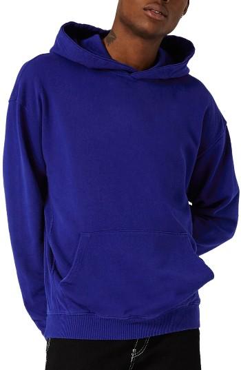 Men's Topman Oversize Crossover Hoodie - Blue