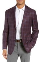 Men's Ted Baker London Konan Trim Fit Plaid Wool Sport Coat R - Purple