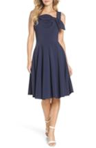 Women's Gal Meets Glam Collection Zoe Bow Neckline Fit & Flare Dress - Blue