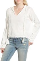 Women's Sincerely Jules Frayed Hooded Top - White