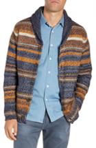 Men's Schott Nyc Stripe Cardigan Sweater - Green
