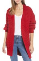 Women's Topshop Long Open Front Cardi Us (fits Like 6-8) - Red