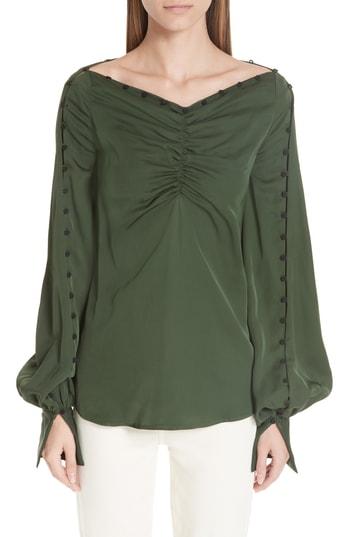 Women's Adeam Button Detail Top - Green