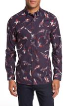 Men's Ted Baker London Modern Slim Fit Fish Print Sport Shirt (m) - Blue