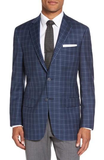 Men's Hart Schaffner Marx Classic Fit Check Wool Sport Coat L - Blue