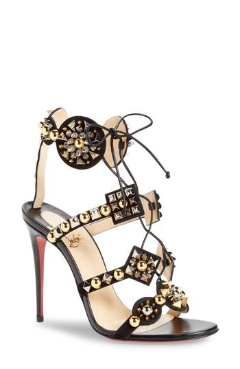 Women's Christian Louboutin Kaleikita Lace-up Sandal .5us / 38.5eu - Black