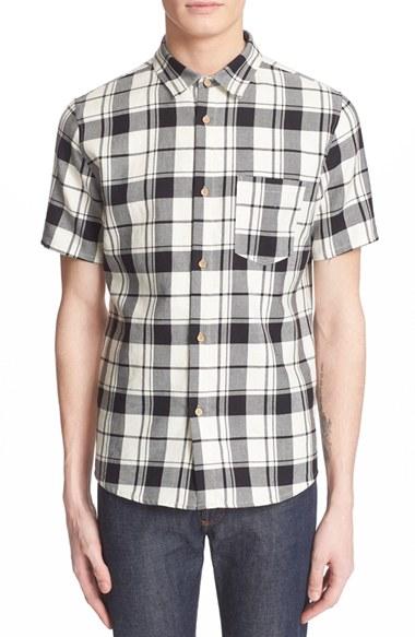 Men's A.p.c. Plaid Short Sleeve Woven Shirt