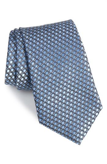 Men's Nordstrom Men's Shop Bassini Geometric Silk Tie, Size - Blue