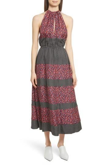 Women's Robert Rodriguez Mixed Print Halter Dress - Red