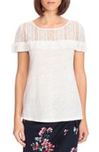 Women's Sezane Lucette Lace Ruffle Yoke Linen Tee - White