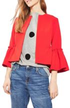 Women's Topshop Ruffle Crop Jacket Us (fits Like 0) - Red