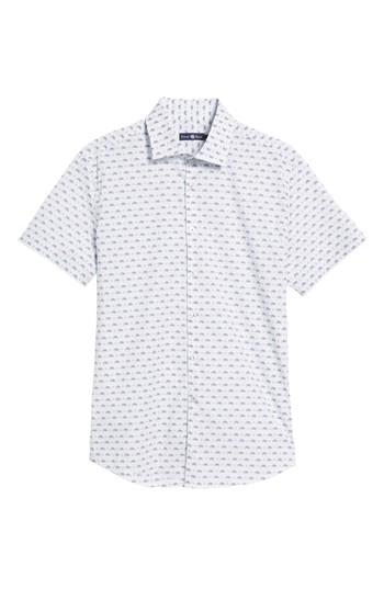 Men's Stone Rose Slim Fit Bicycle Print Sport Shirt - White