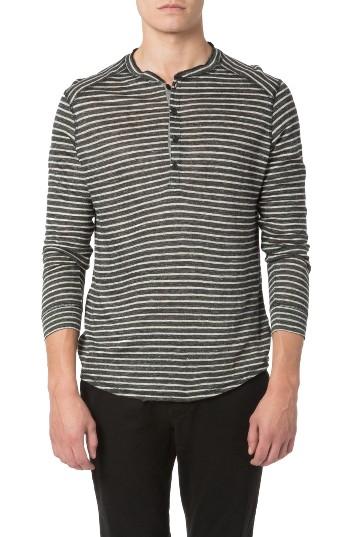 Men's Good Man Brand Stripe Linen Jersey Henley