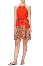 Women's Catherine Catherine Malandrino Border Print Belted A-line Dress