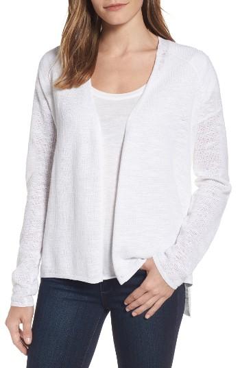Women's Eileen Fisher V-neck Organic Linen & Cotton Cardigan - White