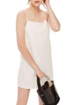 Women's Topshop Floral Jacquard Cotton Linen Blend Slipdress Us (fits Like 0-2) - Ivory