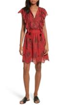 Women's Sea Ruffle Cotton Eyelet Dress - Red