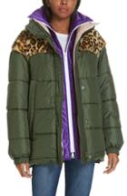 Women's N Degree21 Faux Fur Yoke Layered Mixed Media Coat