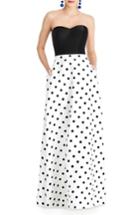 Women's Alfred Sung Strapless Dot Block Sateen Gown - White