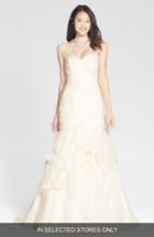 Women's Bliss Monique Lhuillier Draped Silk Organza Trumpet Dress, Size In Store Only - Ivory