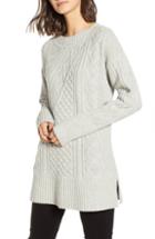 Women's J.crew Patchwork Cable Knit Oversize Tunic Sweater - Brown