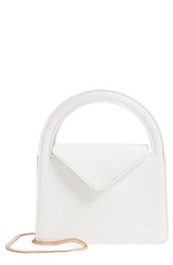 Street Level Envelope Flap Faux Leather Crossbody Satchel - White