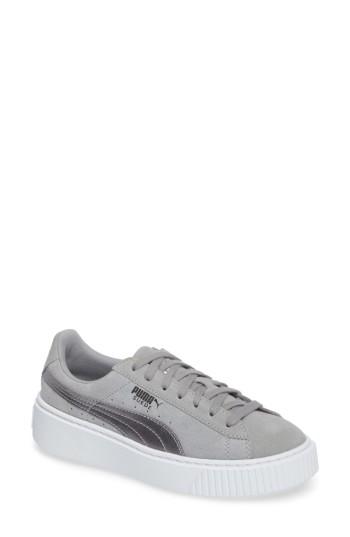 Women's Puma Basket Platform Sneaker .5 M - Grey