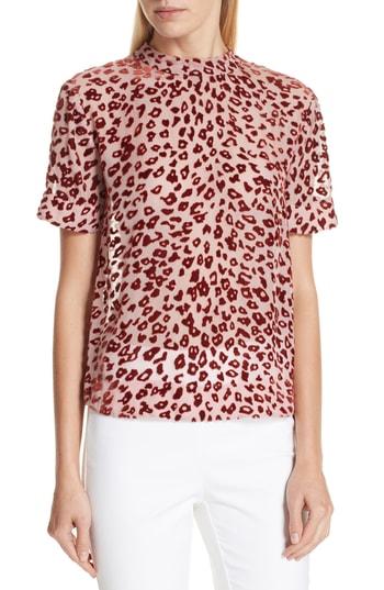 Women's Rag & Bone Gia Devore Leopard Spot Blouse, Size - Pink