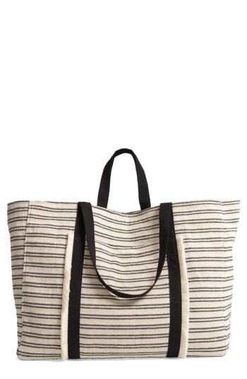 Violet Ray New York Stripe Canvas Weekend Bag - White