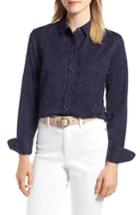 Women's 1901 Textured Dot Cotton Blend Shirt - Blue