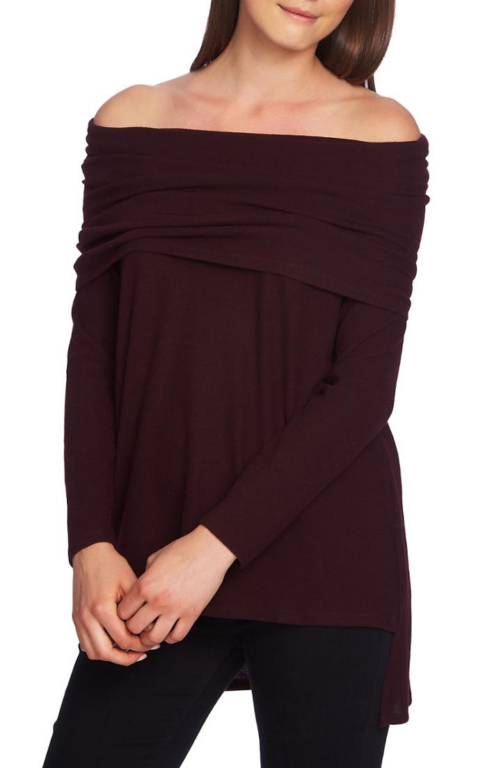Women's 1.state Convertible Neckline Cozy Tunic - Burgundy