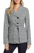 Women's Halogen Belted Plaid Blazer - Black