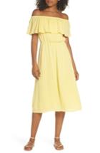 Women's Charles Henry Off The Shoulder Ruffle Midi Dress - Yellow