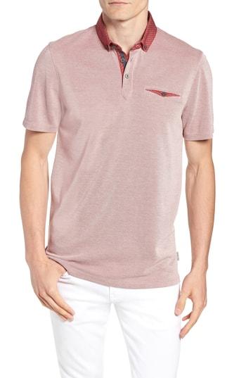 Men's Ted Baker London Beanz Slim Fit Pique Polo (m) - Red