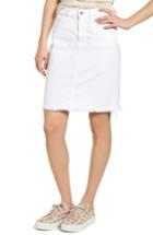 Women's Jen7 Frayed Hem Denim Pencil Skirt - White
