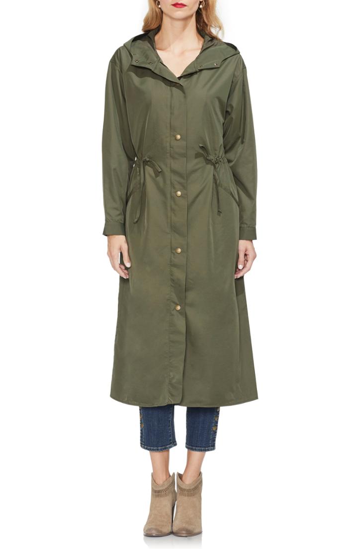 Women's Vince Camuto Water Resistant Hooded Rain Jacket - Green